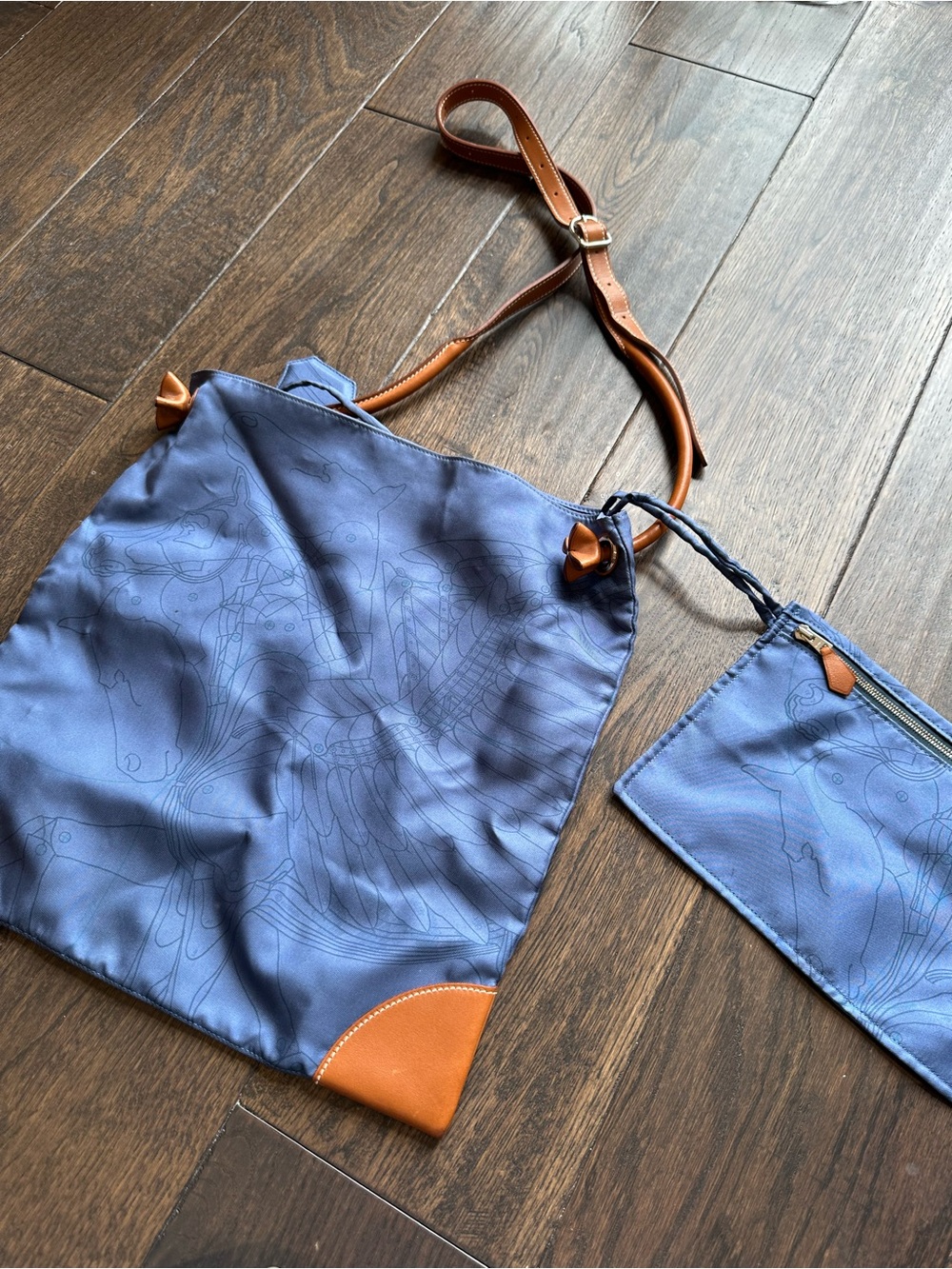 Hermes Navy Blue Silky City Bag
